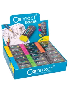 Radír Connect plasztik, 36 db/kínáló doboz 6x6szín,