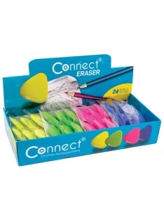   Radír Connect háromszögletű 24 db/kínáló doboz színes (sárga, zöld, rózsa, kék)