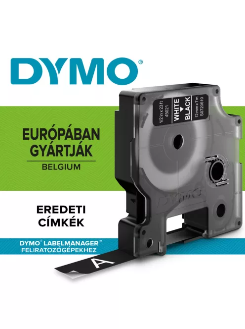 Feliratozógép szalag Dymo D1 S0720610/45021 12mmx7m ORIGINAL fehér/fekete