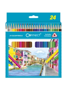   Színes ceruza készlet, háromszögletű Connect 24 klf. szín