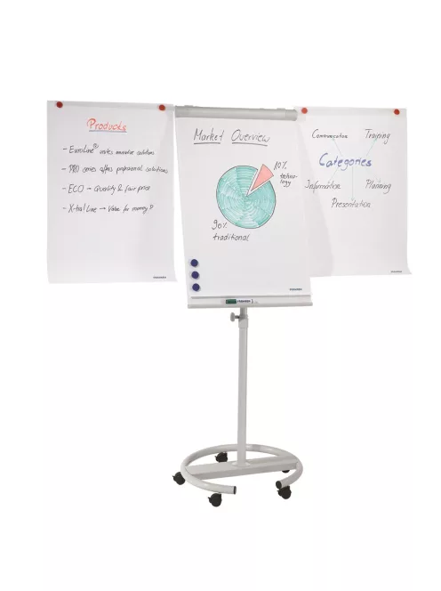 Flipchart tábla mobil 68x105cm, mágneses, 2 db segédkarral, 5 görgős Premium line  F2400/N Franken