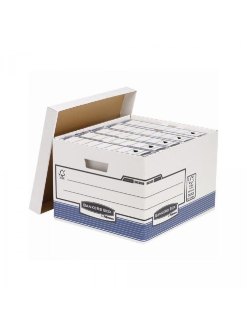 Archiváló konténer, karton, nagy, FELLOWES Bankers Box System, 10 db/csomag, kék