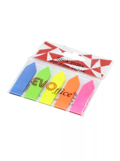 Jelölőcímke műanyag nyíl 12,7x44mm, 5 neon szín 5x20 db EVOFFICE