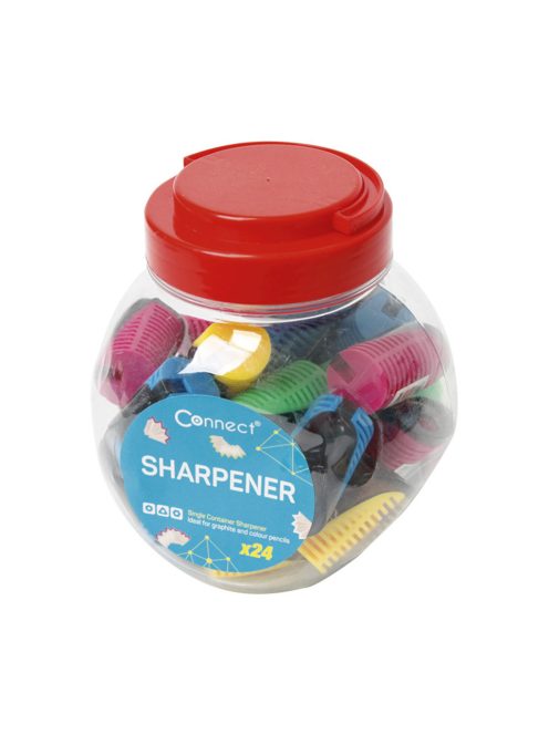 Hegyező 1 lyukú műanyag, tartályos Connect különféle színek