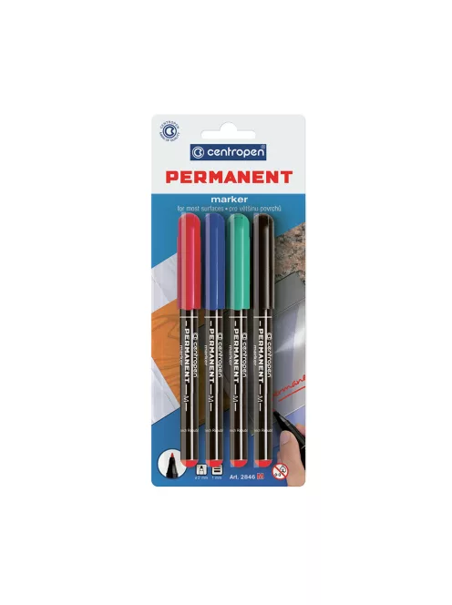 Alkoholos marker készlet, 1mm, M, Centropen 2846 bliszteres, 4 klf. szín