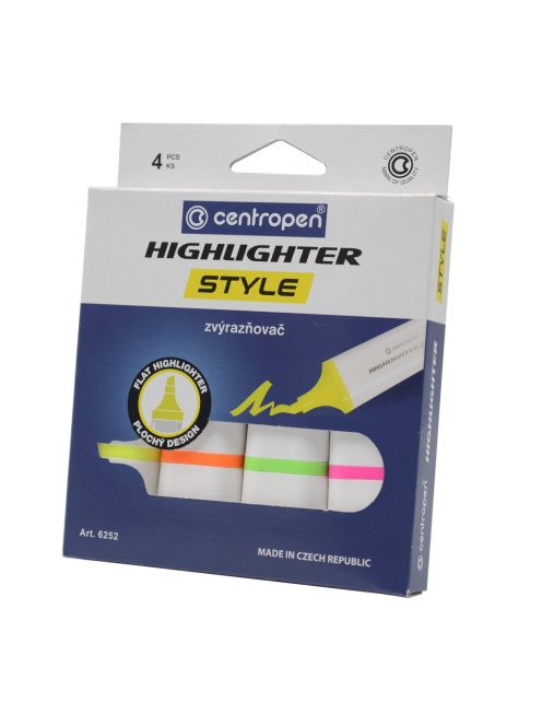 Szövegkiemelő készlet 1-4,6mm, vágott hegyű, Centropen 6252 neon, 4 klf. szín