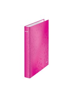   Gyűrűskönyv A4, Maxi 4cm, 2 gyűrű, D alakú, karton Leitz Wow rózsaszín