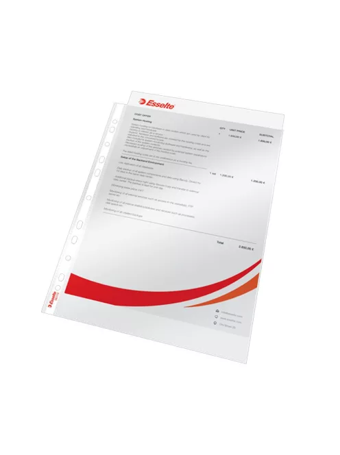 Genotherm lefűzhető A4, 75 micron víztiszta 56113 Esselte Luxus 100 db/csom