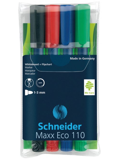 Tábla- és flipchart marker készlet 1-3 mm kerek végű 4-es készlet SCHNEIDER Maxx Eco 110