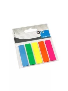   Jelölőcímke 12x44mm, 5x25lap műanyag Info Notes kék zöld sárga rózsaszín narancssárga