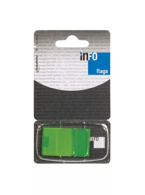 Jelölőcímke 25x43mm, 50lap, műanyag, Info Notes Info Flags zöld