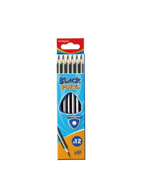 Grafitceruza HB, háromszögletű 12 db/bliszter Keyroad Black