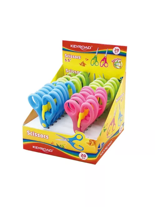 Olló 13 cm tompa fejű 20 db/display Keyroad For Kids vegyes színek
