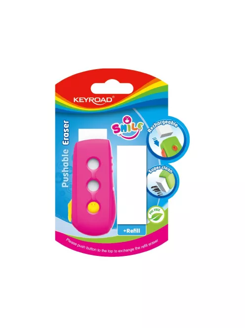 Radír, PVC mentes 2 db/bliszter Keyroad Smile Eraser vegyes színek