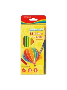   Színes ceruza készlet akvarell, háromszögletű ecsettel Keyroad Aqua Fun 12 klf. szín