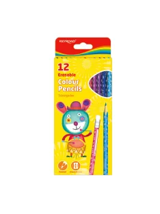   Színes ceruza készlet radíros, háromszögletű Keyroad Erasable 12 klf. szín