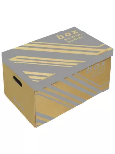   Archiváló konténer karton doboz fedeles 52x35x30cm, külön záródó levehető fedéllel Fornax
