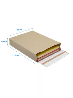   Csomagküldő webshop tasak 450x570x100mm, erős kraft papírból 100 db/doboz, E-green barna