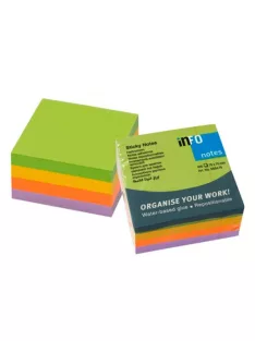   Jegyzettömb öntapadó, 75x75mm, 6x100lap, Info Notes, spring, zöld, arany, narancs, lila