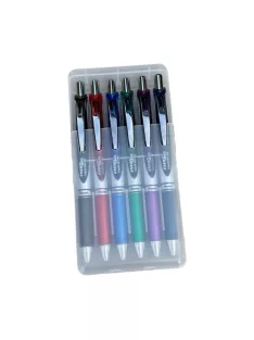   Írószertartó asztali műanyag 6db-os készlet BL77 toll, Pentel 6 klf. szín