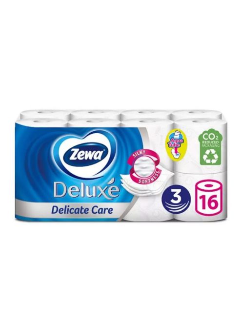 Toalettpapír 3 rétegű kistekercses 100% cellulóz 150 lap/tekercs 16 tekercs/csomag Delicate Care Deluxe Zewa fehér
