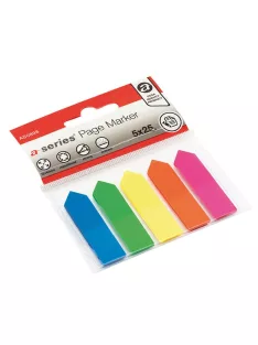   Jelölőcímke 12x44mm, 5x25lap, nyíl, műanyag A-series kék, zöld, sárga, pink, narancssárga