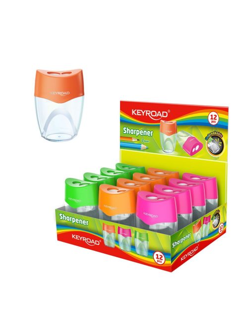 Hegyező 2 lyukú tartályos 12 db/display Keyroad Mellow 2 vegyes színek