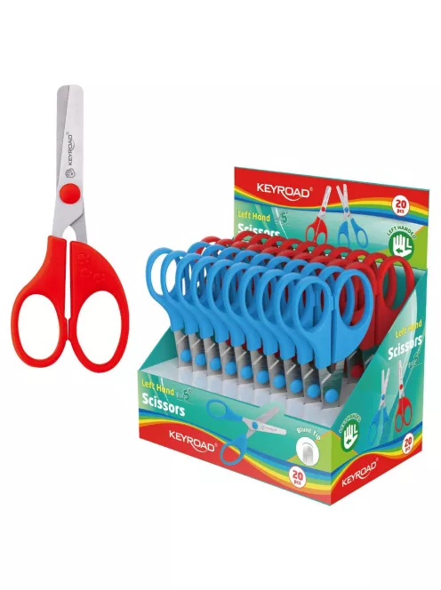 Olló balkezes 13 cm tompa fejű 20 db/display Keyroad Left-handed vegyes színek
