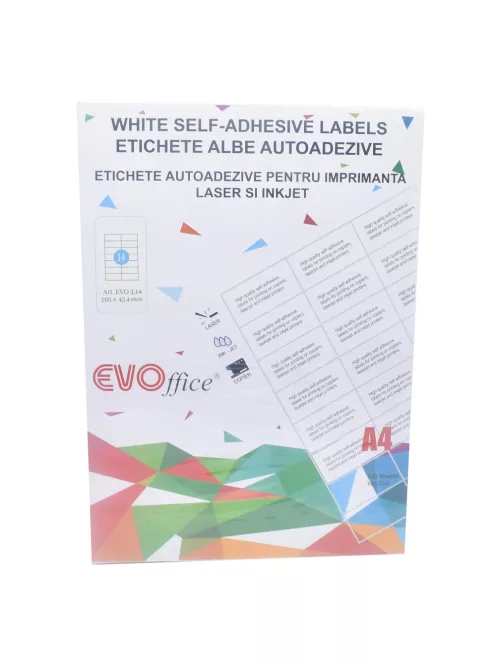 Etikett címke, 105x42,4mm, 100 lap, 14 címke/lap EVO