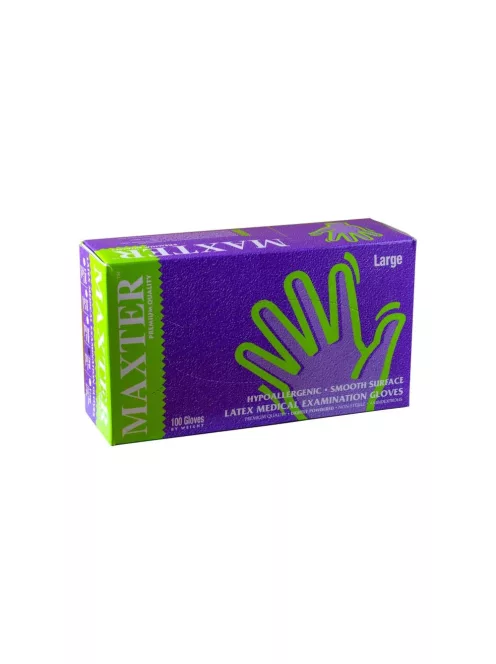 Gumikesztyű latex púderes L 100 db/doboz Maxter