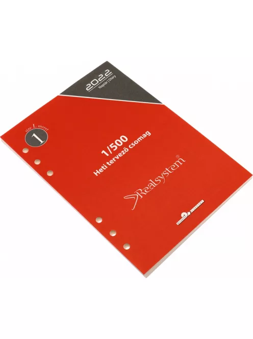 Gyűrűs kalendárium utántöltő csomag  1/500 sárga papíros éves, heti beosztású L mérethez Realsystem