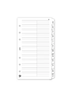   Gyűrűs kalendárium utántöltő csomag  2/451 fehér papíros telefon regiszter M mérethez Realsystem