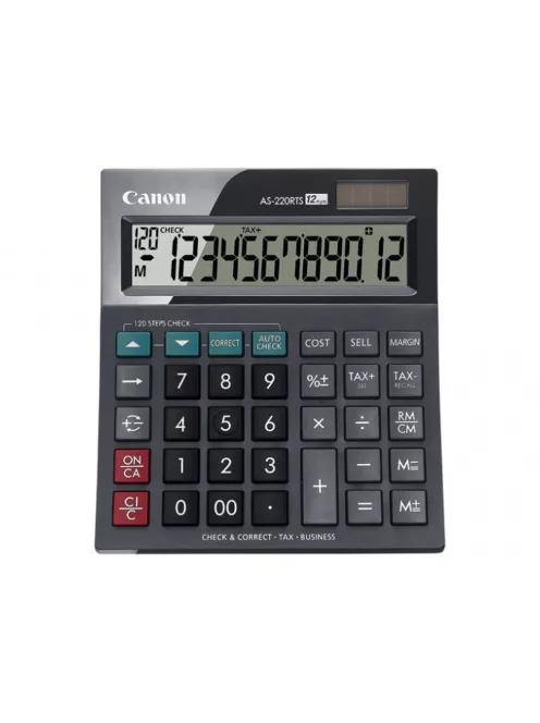Számológép asztali 12 számjegy, döntött kijelző, Canon, AS-220RTS