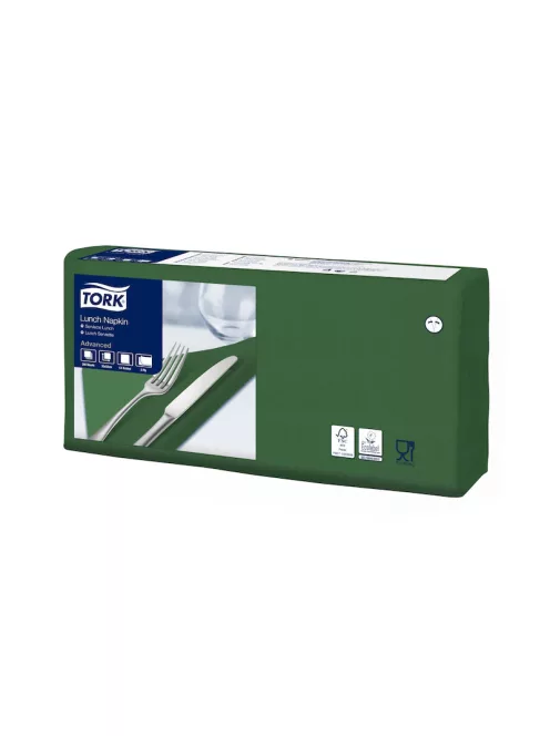 Szalvéta 2 rétegű 1/4 hajtás lapméret: 32,8 x 32,5 cm 200 lap/csomag Lunch Tork_477214 sötétzöld
