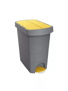   Szemeteskuka pedálos műanyag 60 literes Pelikán Slim eco antracit színű sárga tetővel UP232-214