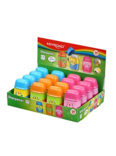   Hegyező, 2 lyukú, radírral, 16 db/display, Keyroad 2in1, vegyes színek