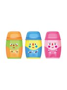 Hegyező, 2 lyukú, radírral, 16 db/display, Keyroad 2in1, vegyes színek