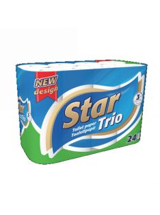   Toalettpapír 3 rétegű kistekercses 100% cellulóz 90 lap/tekercs 24 tekercs/csomag Star Trio fehér