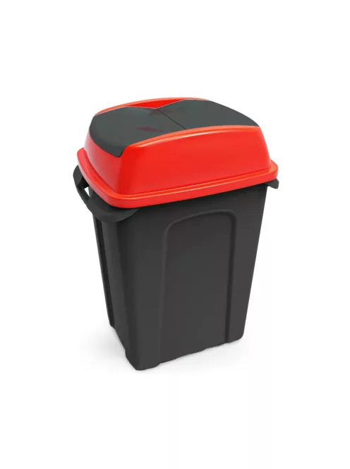 Szemeteskuka billenő fedéllel műanyag 70 literes HIPPO antracit/piros