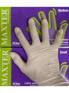 Gumikesztyű latex púderes M 100 db/doboz Maxter bézs