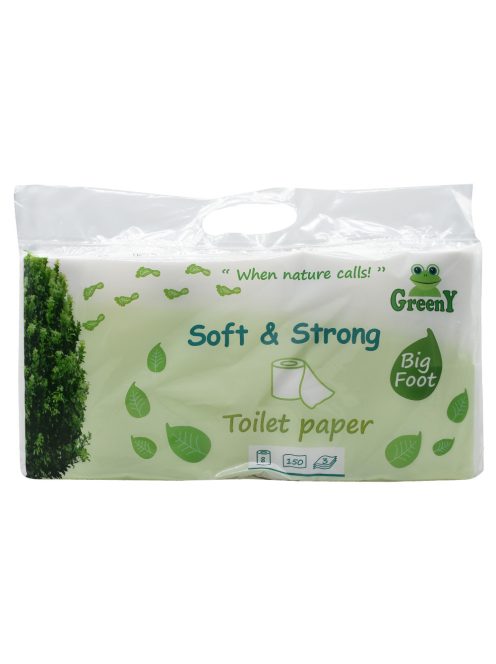Toalettpapír 3 rétegű kistekercses 100% cellulóz 150 lap/tekercs 8 tekercs/csomag Soft & Strong_Greeny