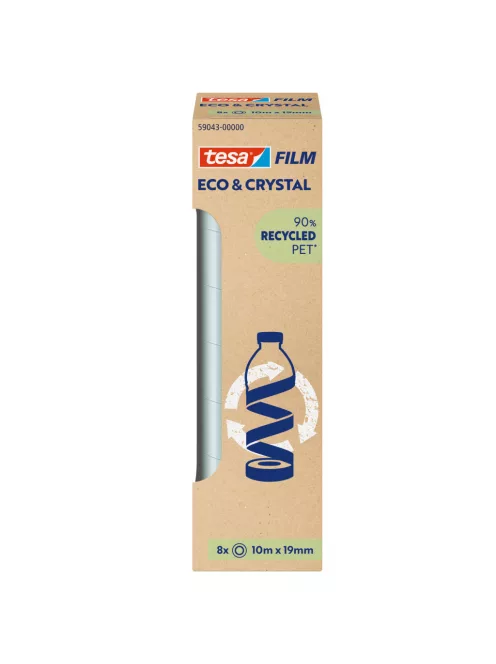 Ragasztószalag 19mmx10m irodai átlátszó újrahasznosított Tesa Eco & Crystal 8db/doboz
