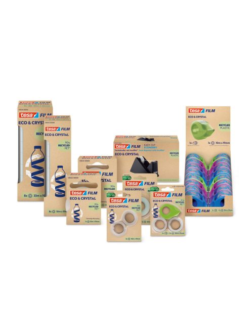 Ragasztószalag 19mmx33m irodai átlátszó újrahasznosított Tesa Eco & Crystal 8db/doboz