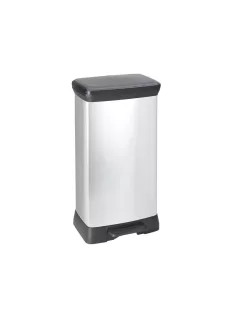   Szemeteskuka pedálos fémhatású műanyag 50 literes fekete/ezüst Deco Bin_Curver