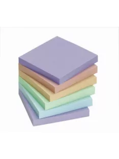   Jegyzettömb öntapadó, 75x75mm, 6 x100lap, Info Notes, pastell mix, kék, zöld, rózsa