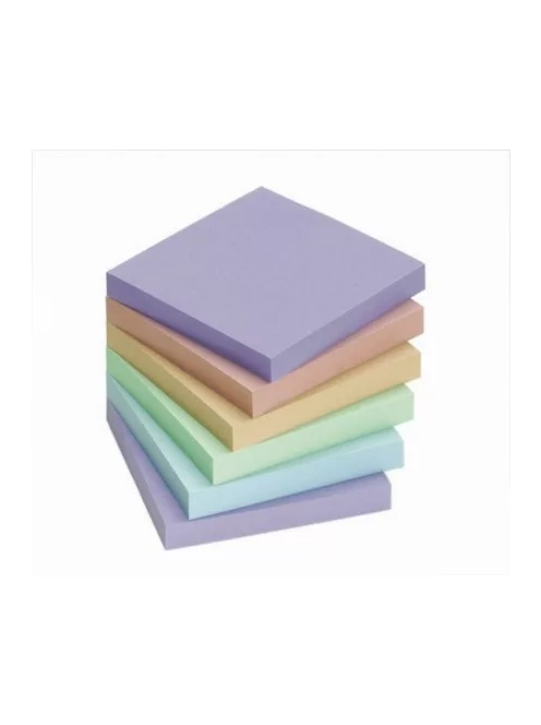 Jegyzettömb öntapadó, 75x75mm, 6 x100lap, Info Notes, pastell mix, kék, zöld, rózsa