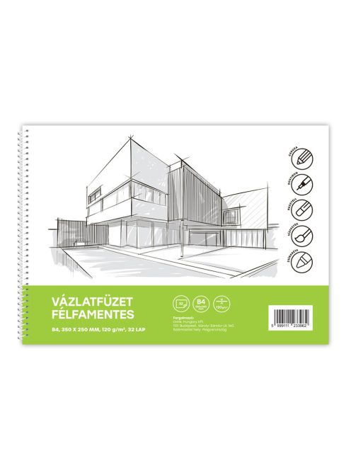 Vázlatfüzet FÉLFAMENTES B/4 32 lap 120gr. Bluering