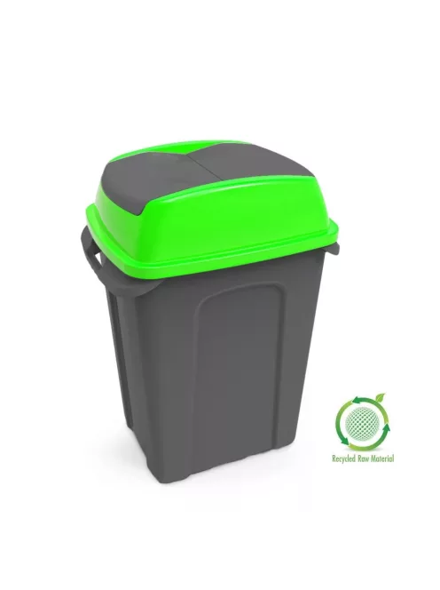 Szemeteskuka billenő fedéllel műanyag 70 literes HIPPO antracit/zöld