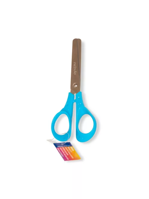 Olló 13,5cm, kerekített heggyel, ergonomikus, iskolai, Nebulo