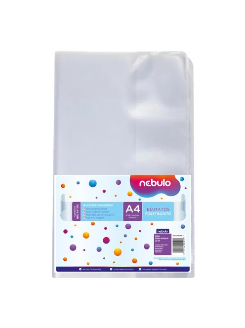 Füzetborító A4, bújtatós, PVC, 10 db/csomag, Nebulo